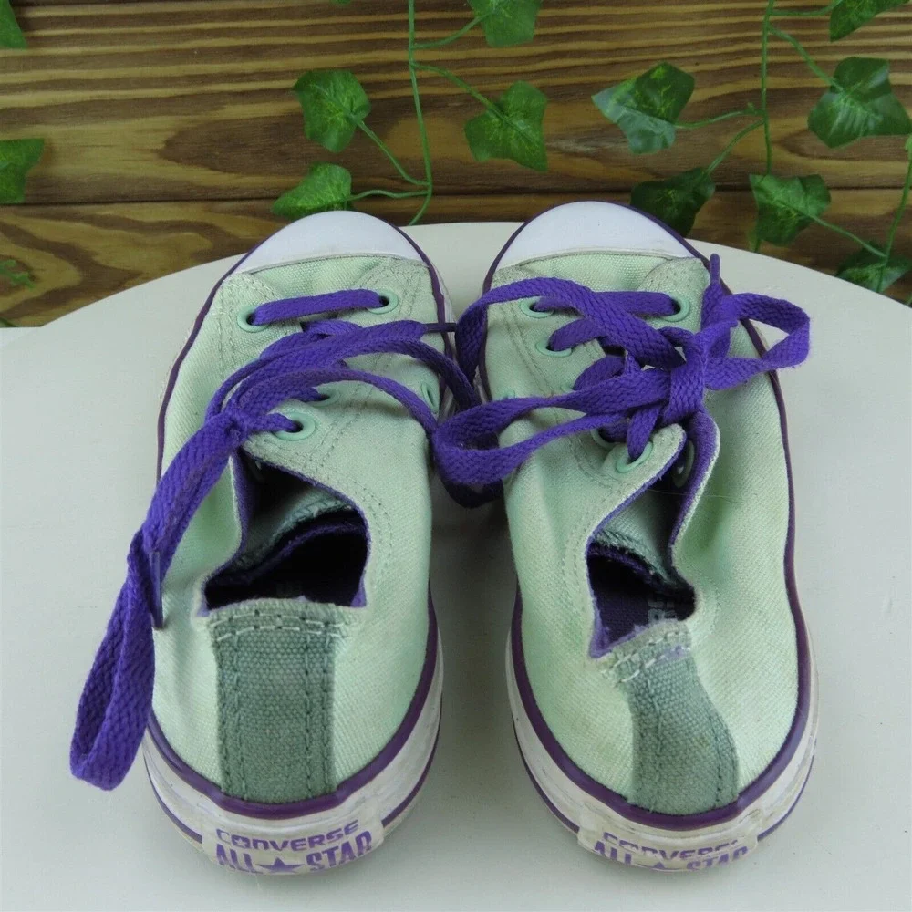 Converse Youth Girls Sneaker Shoes Green Fabric‎ Lace Up Size 1.5 Medium